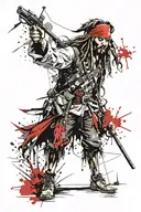 captain jack sparrow with black pearl  tattoo design idea