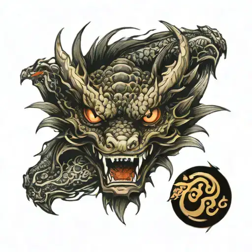 dragon eyes surrounded tattoo design idea