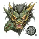 dragon eyes surrounded tattoo design idea