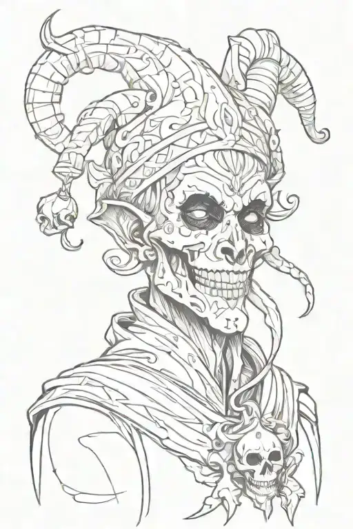 jester with skull tattoo design idea
