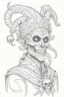 jester with skull tattoo design idea