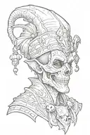 jester with skull tattoo design idea