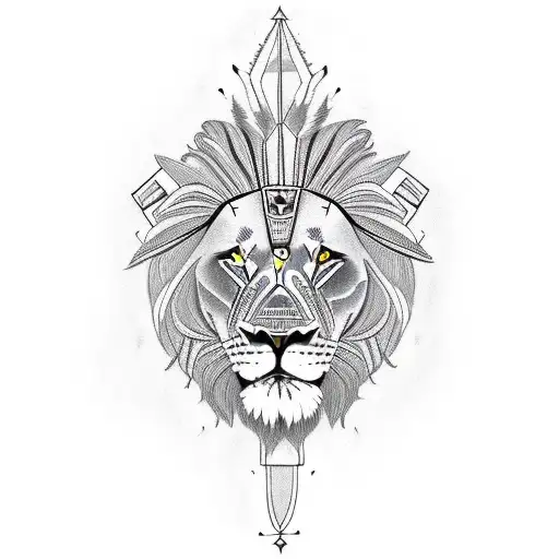Lion with Native American typography tattoo design idea