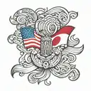 peru and united states flag intertwined tattoo design idea