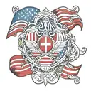 peru and united states flag intertwined tattoo design idea