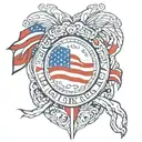 peru and united states flag intertwined tattoo design idea