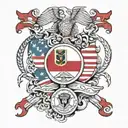 peru and united states flag intertwined tattoo design idea