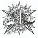 star design and clearly identifying the letters C E G R tattoo design idea