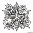star design and clearly identifying the letters C E G R tattoo design idea