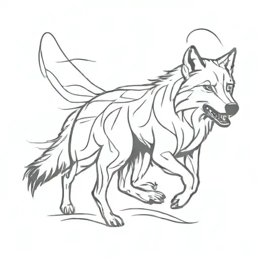Two wolves running, one big, one small tattoo design idea