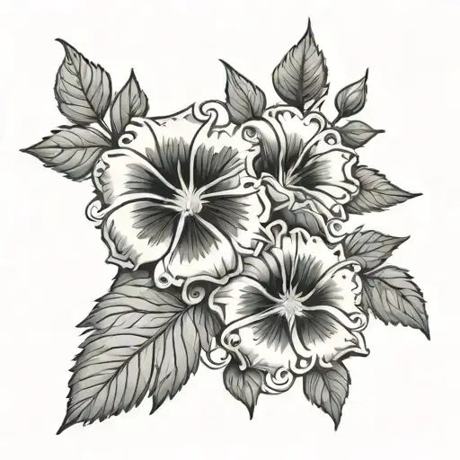 aster and morning glory vine tattoo design idea