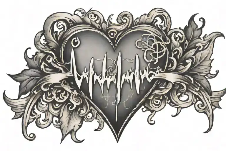 ekg with heart and name tatto tattoo design idea