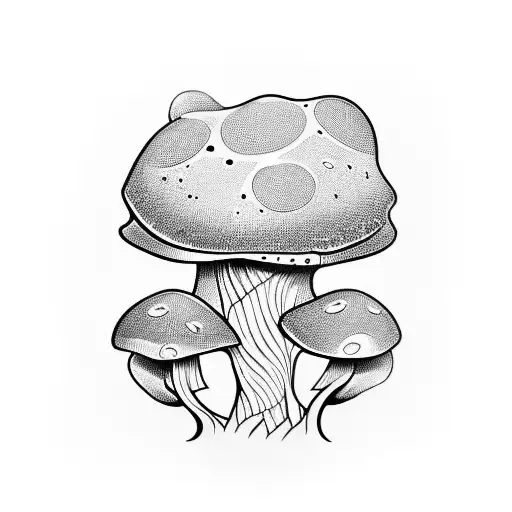 An intricately designed wooden carving of a mushroom tattoo design idea