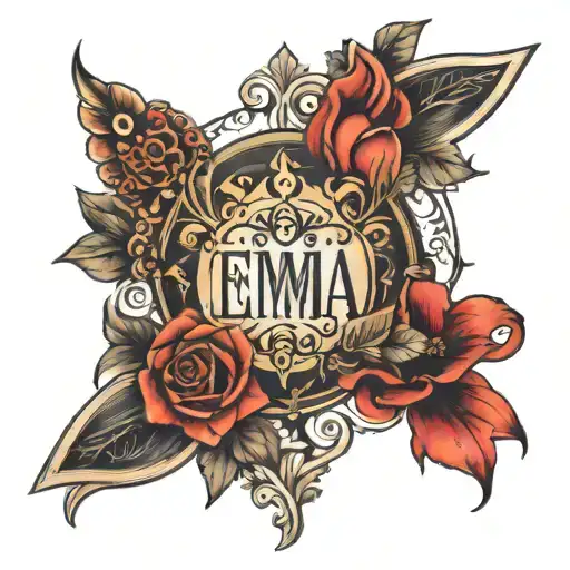 emma Luna name tattoo design idea