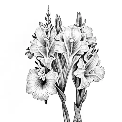 gladiolus with daisies tattoo design idea