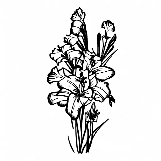 gladiolus with daisies tattoo design idea