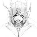 A sketch-style portrait of Senna from League of Legends, capturing her strength and determination tattoo design idea