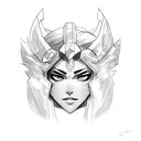 A sketch-style portrait of Senna from League of Legends, capturing her strength and determination tattoo design idea