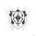 A dynamic composition featuring the iconic Borussia Dortmund logo combined with elements from League of Legends, in a dotwork style tattoo design idea