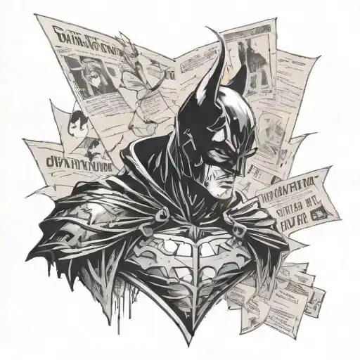 Batman who laughs with a nazgul and gotham newspaper collage tattoo tattoo design idea