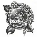 Incorporate iconic GTA 5 Casino imagery, such as the Lucky Wheel or the Diamond Casino & Resort logo, into a dynamic and detailed tattoo design tattoo design idea