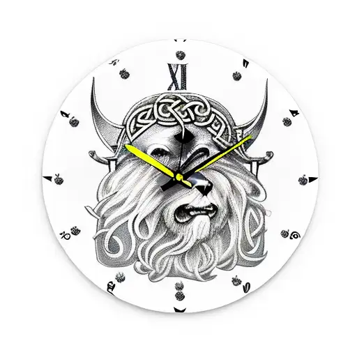 viking greek wind rose clock bear eagle courage symbol ivy tattoo design idea