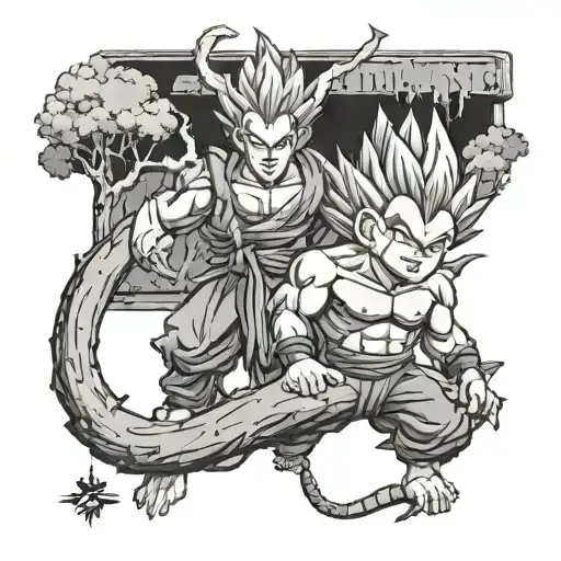 trunk and san gohan from the future tattoo design idea