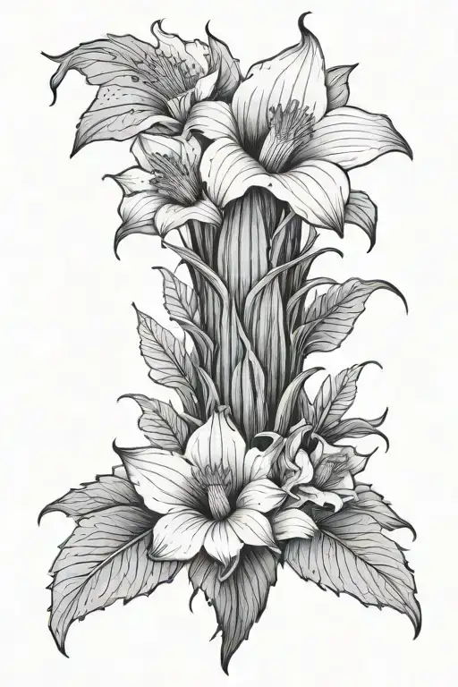 corpse flower bouquet tattoo design idea
