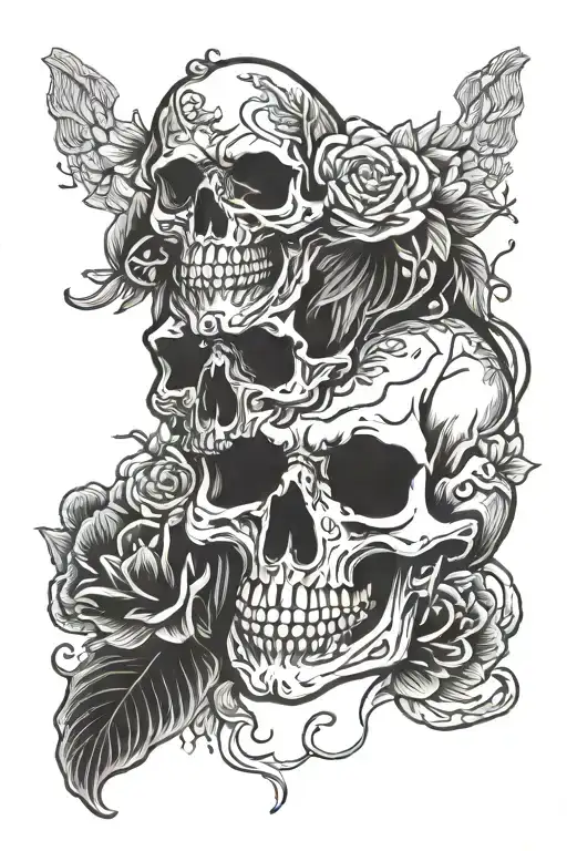 skull lover loser taxt tattoo design idea