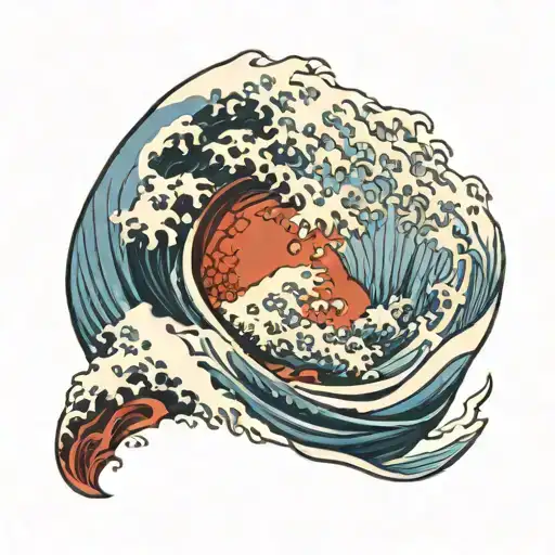 Great wave crashing tattoo design idea