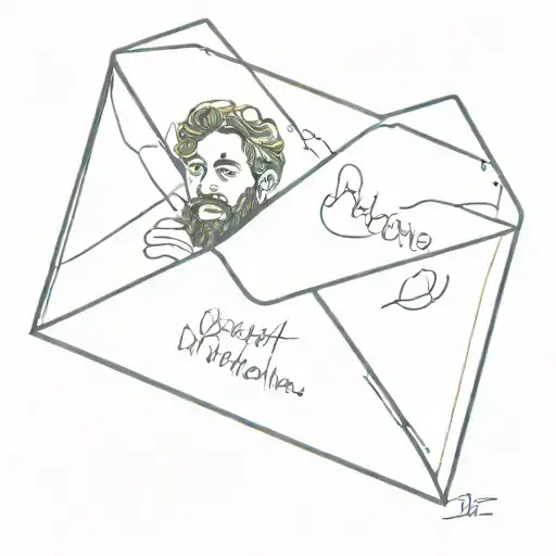A Minimalist envelope that says Post Malone with a stamp tattoo design idea