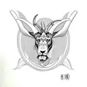 Nubian ibex, Lion, and Gemsbok one next to another  tattoo design idea