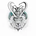 Nubian ibex, Lion, and Gemsbok one next to another  tattoo design idea