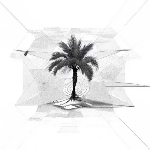 Palm Tree with triangle tattoo design idea