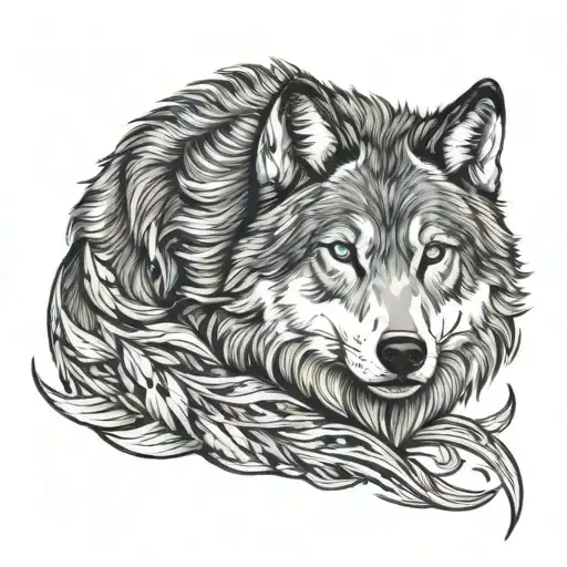 grey wolf with dark blue eyes.  tattoo design idea