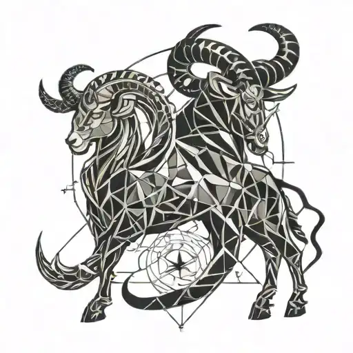 capricorn and leo zodiac sign tattoo design idea