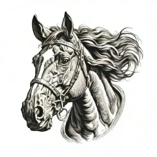 Jockey and horse head tattoo design idea