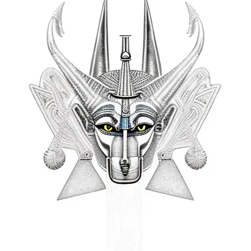 egyptian god anubis with scale of justice tattoo design idea