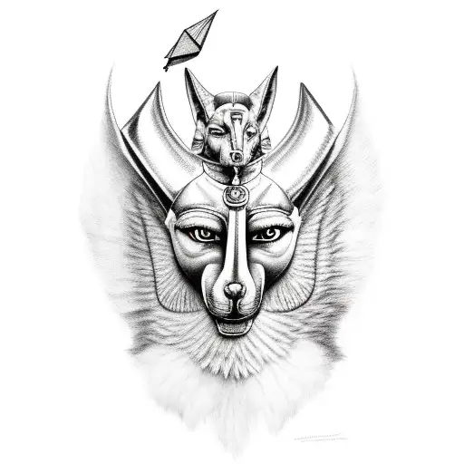 anubis with scale of justice tattoo design idea