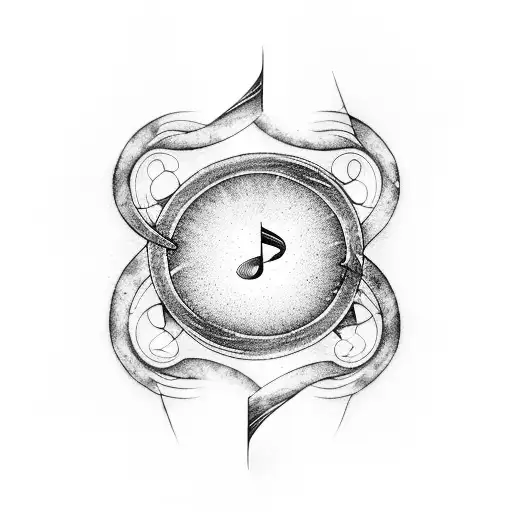 Musical notes forming a spiral galaxy tattoo design idea