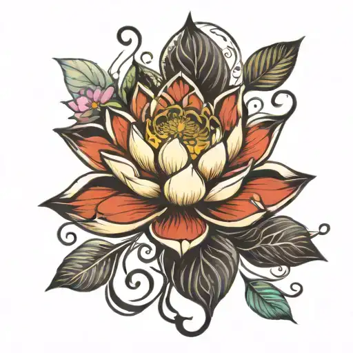 lotus flower balanced on chakra tattoo design idea