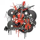 Concept: Realistic musical instruments, such as a guitar or violin, overlaid with abstract musical notes and splashes. D tattoo design idea