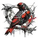 Concept: Realistic birds, such as crows or sparrows, entangled in barbed wire. Details: Red accents can highlight wounds tattoo design idea