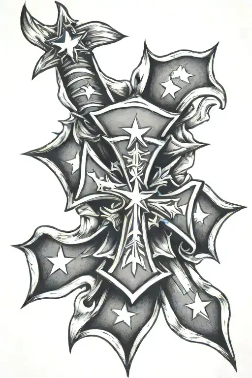 American flag and Maltese cross tattoo design idea