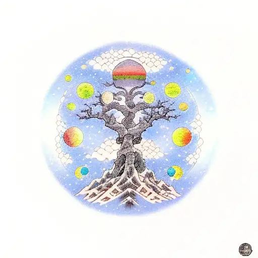 tree of life pale blue dot universe tattoo design idea