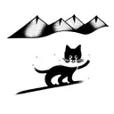 A cat skiing tattoo design idea