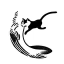 A cat skiing tattoo design idea