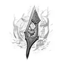 blueprint for kratos' Leviathan axe from god of war tattoo design idea