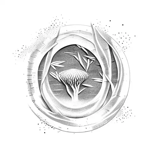 Zen garden with bamboo tattoo design idea