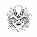 a sad little ghost tattoo design idea